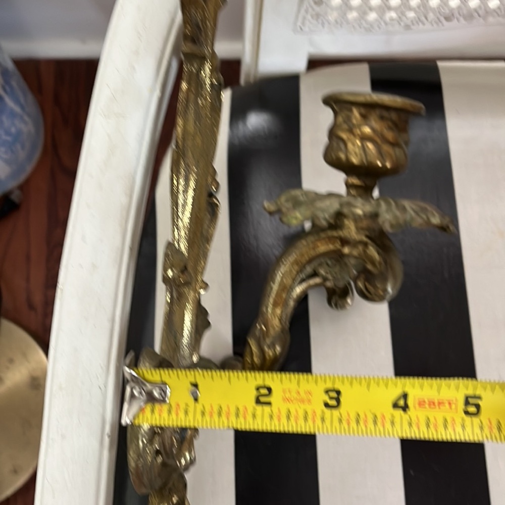 •VINTAGE MIDCENTURY BRASS FRENCH SCONCE MAXIMALIST ORNATE• - Picture 12 of 13